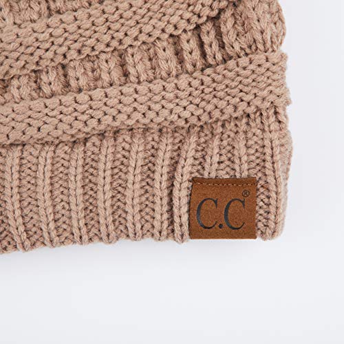 Image of C.C Exclusives Cable Knit Beanie, Taupe, One Size