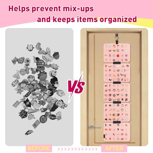 Image of PACMAXI Hanging Enamel Lapel Pin Display Panels Organizer With 5 Loose-leaf Board Pieces, Brooch Pin Enamel Pin Display Pages, Badge Collection Display Holder Holds At Least 120 Pins. (Pink)