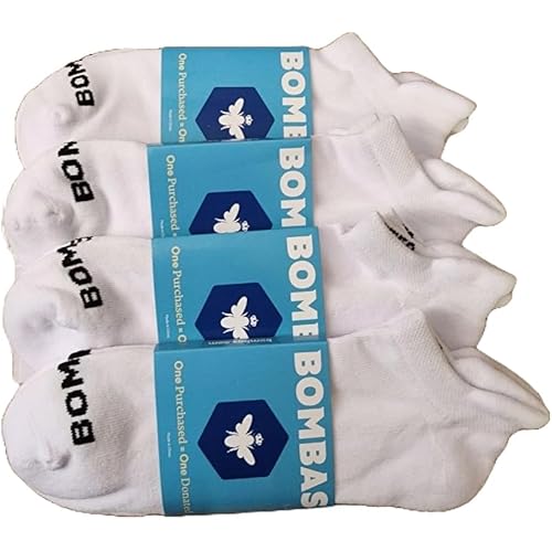 BOMBAS Women's Solids Ankle White Socks Medium (4 Pack)