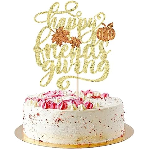 AROKIPPRY Happy Thanksgiving Cake Topper Maple Leaves Thanksgiving Day Seasonal Festival Themed Birthday Party Decorations Thanksgiving Blessed - Thank You Cake Decoration (1) Cover