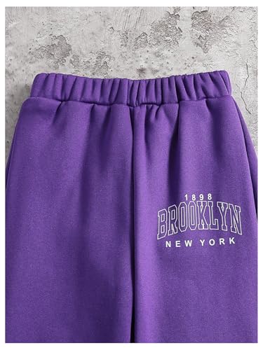 Image of Milumia Cute Clothes for Girls 2 Piece Sweatsuit Outfits Sweatshirt and Sweatpants Sweat Set Tracksuit Purple 9 Years