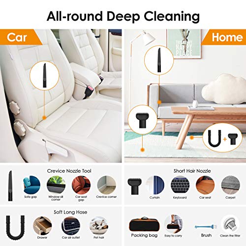 Handheld Vacuum Cleaner Cordless,AUCEE 9000PA 120W High Power Portable Hand Vacuum Cordless Rechargeable Wet Dry Vacuum with Stainless Steel Filter 2x2600mAh Lithium Battery Mini Hand Vac Car Pet Hair - Thumbnail 4