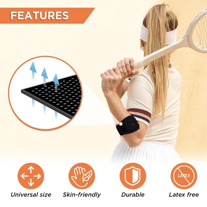 EASEFIT Neoprene Tennis Elbow Support for gym with Strap - Elbow band for pain relief in Bursitis, Tendonitis Support for gym, workout, Tennis, Badminton, Running - Free Size - Black 2