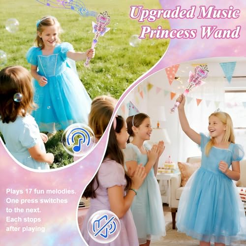 Image of PATPAT Light-Up Princess Magic Wand with Music, USB Rechargeable LED Fairy Magic Stick with Heart Crown & Angel Wings, Fantasy Role-Play Magical Stick Costume Party, Cosplay, Pretend Play & Gifting