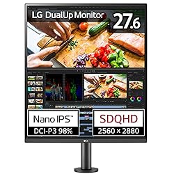 LG デュアルアップ モニター 28MQ780-B 27.6インチ/アスペクト比 16:18 SDQHD(2560×2880)/Nano IPS 非光沢/DCI-P3 98%/USB Type-C、HDMI×2、DisplayPort/スピーカー搭載/高さ調節、スイベル、ピボット