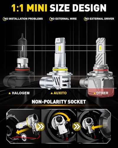 Image of AUXITO 9005 HB3 Bulbs, 40000LM Brighter Ultra-Bright, Plug N Play, Long Lifespan, No Flicker, 99% Compatibility, 2PCS