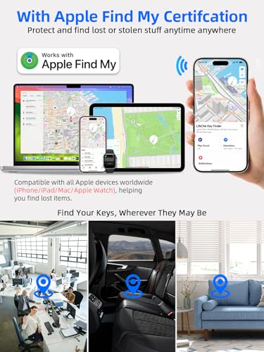 Image of Keychain, Works with Apple Find My, Leather Car Keychain Key Holder Key Chain with Anti-Lost Keys Finder Tracker