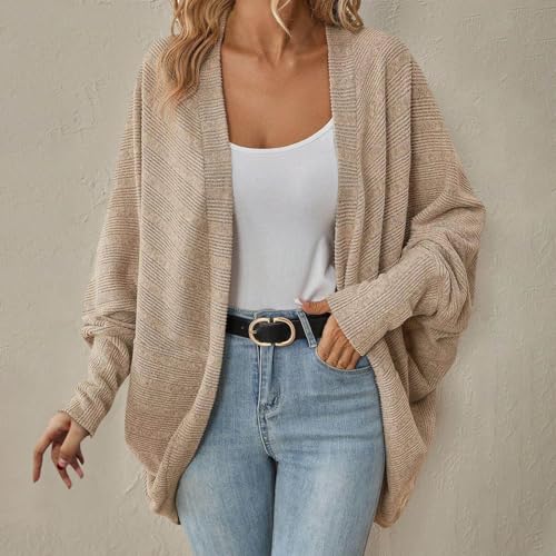 Women Batwing Sleeve Sweater Cardigan Soft Knit Coats Open Front Cocoon Sweaters Casual Loose Cardigans Outerwear2
