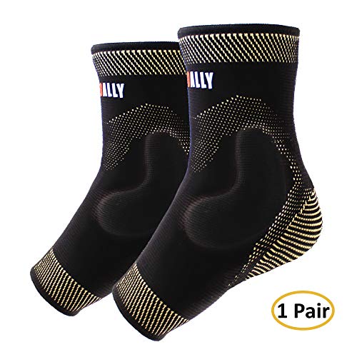 NeoAlly Copper Ankle Support Brace Compression Sleeve with Silicone Gel for Achilles Tendonitis