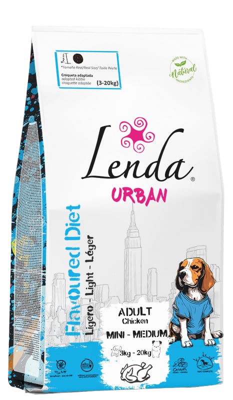 Lenda Urban Flavoured Diet - Light | Pienso Light Perros Mini-Medium (3-20 kg) | Bajo en Calorías | Comida para Perros Pequeños con Sobrepeso | Razas Pequeñas y Medianas (2KG)