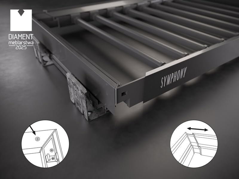 ATM Kosz Rattanowy Wysuwany do Szafy i Garderoby - Pełny Wysuw z Cichym Domykiem - Udźwig 35 kg - Regulacja Szerokości 664–714 mm - Rattan + Aluminium - Antracyt