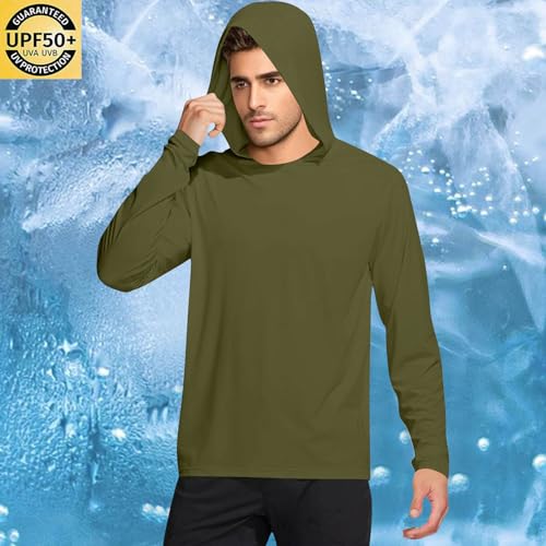 Fishing Shirts for Men Long Sleeve UPF 50+ Sun Protection Hooded Shirt Lightweight Rash Guard Hiking Cooling Blouses2