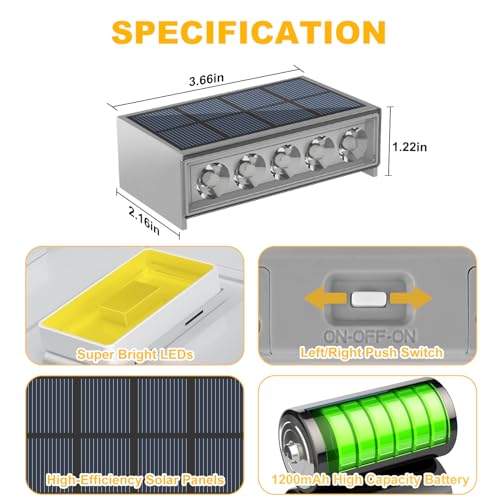 T-SUN Solar Step Light 3000K Solar Stair Lights Outdoor Waterproof LED Step Lights for Outside Stair Deck Pathway Patio Porch Warm White 6 Pack by T-SUN - Image 6