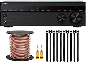 Sony STRDH590 5.2-Channel Home Theater AV Receiver with Speaker Wire Bundle with Banana Plugs and Focus Fastening Cable Ties (3 Items)