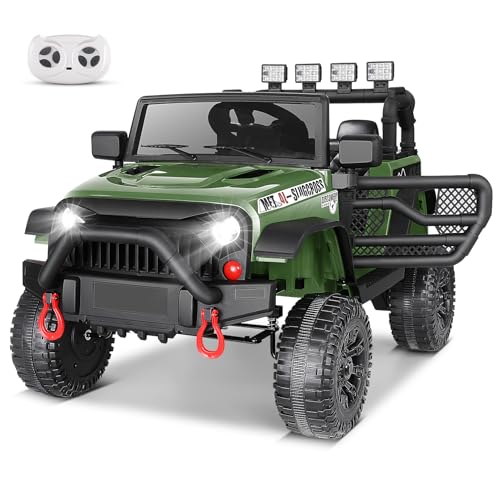 Hikole Kids Ride on Truck, 12V Electric Vehicles Battery Operated Cars for Boys&Girls w/Driving Sounds, Shock Absorption - Detailed View