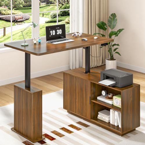 Image of L Shaped Electric Standing Desk, Corner Sit Stand Up Desk, Executive Desk