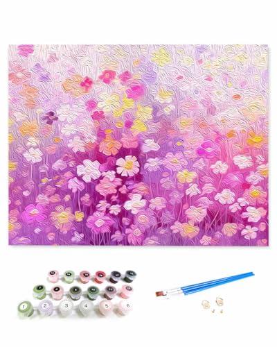 VamJump 数字油絵 手塗り 油絵 花 菊の花 春 イラスト 手描き DIY絵 初心者 時間をつぶす 壁飾り アートクラフト 絵画手芸キッ 絵の具をつける 塗りつぶし掛け 50x60cm