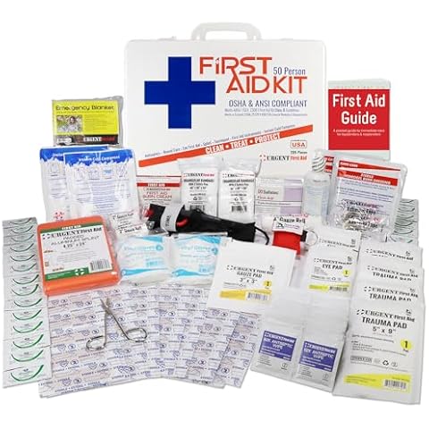OSHA & ANSI First Aid Kit, 50 Person, 209 Pieces, Indoor/Outdoor Emergency Kit for Office, Home or Car, ANSI 2021 Class B, Types I, II & III, Gasketed for Weather and Moisture Resistance, Made in USA Cover