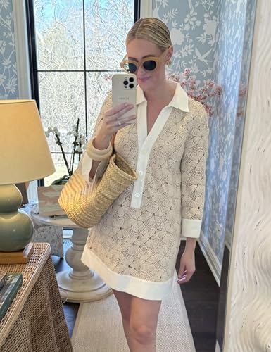 Womens Swimsuit Crochet Swim Cover Up Summer Color Block Bathing Suit Swimwear Mesh Knit Beach Dress 20252