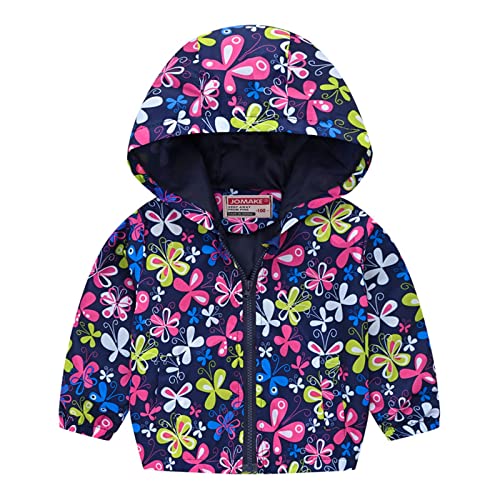 Toddler Baby Windbreaker Outwear Coat Girls Cute Hoodie Flower Zip-Up Jacket Waterproof Lightweight Raincoat