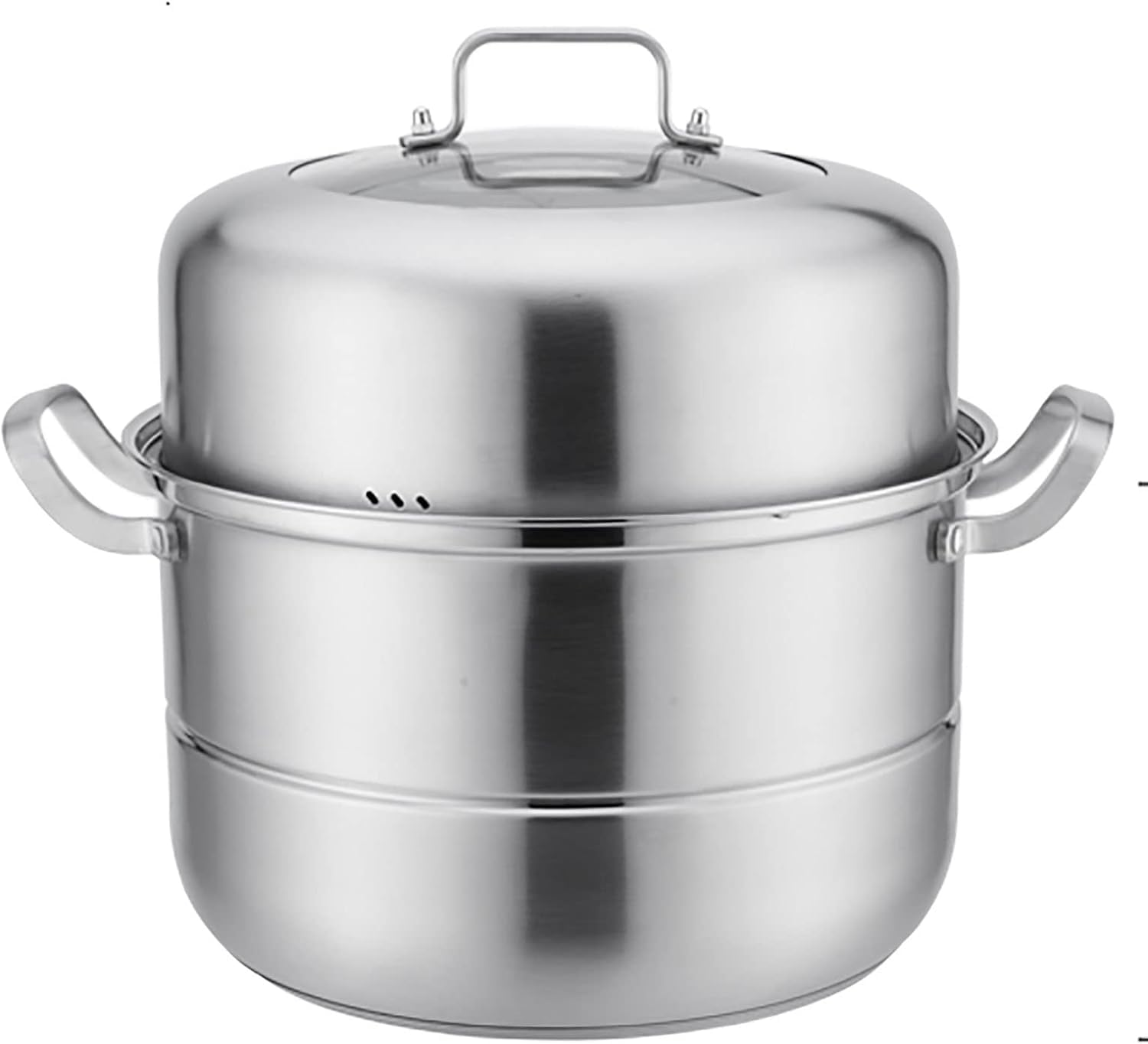 JFGCTYHXY Stainless steel steamer, 304 stainless steel thickened 3-layer composite pot bottom steamed seafood chicken soup(32cm)