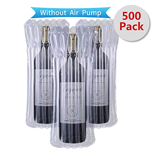 500 Pack Wine Bottle Protectors Reusable Bubble Cushion Wrap Sleeves for Luggage Airplane Travel Transport Inflatable Air Filled Packaging Bags Air Pump Not Include