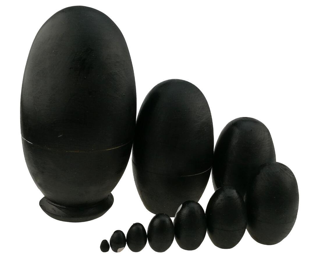 Winterworm Set di 10 bambole matrioska a forma di pinguino a forma di uovo in legno, fatte a mano, giocattolo per bambini, idea regalo