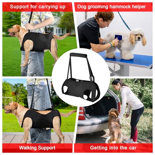 Trendecor Tragehilfe Hund, Verstellbare Hunde Tragehilfe Hundeliftgeschirr mit Griffen Sicherheitsunterstützung Ganzkörpergeschirr für Behinderte Verletzte oder Mittelgroße Ältere Hund M