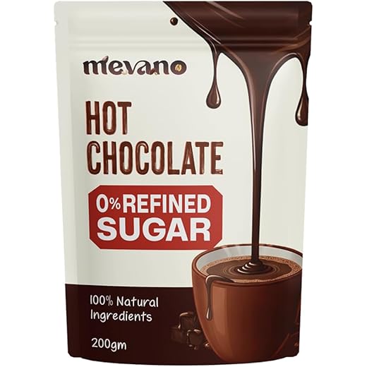 Mevano Hot Chocolate Mix Powder, 200g | Refined SUGAR FREE | All Natural | REAL Cocoa Powder without sugar, sweetened with Coconut Jaggery | Choco powder for Milk | No Preservatives | Cold & hot shakes