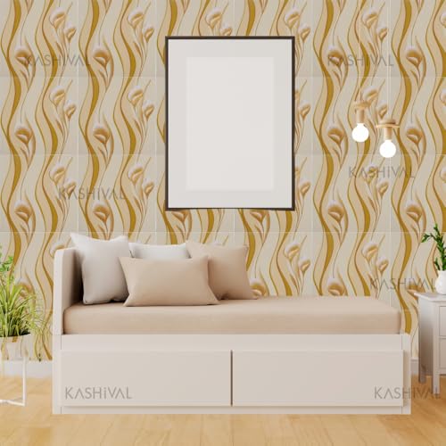 Image of KASHIVAL Self-Adhesive Waterproof PE Foam 3D Wall Panels Wallpaper Sticker for Bathroom, Living Room, Hotel and Home Decoration (70 x 70cm, Appx. 5.3Sq Feet) (JD Cream Flower)