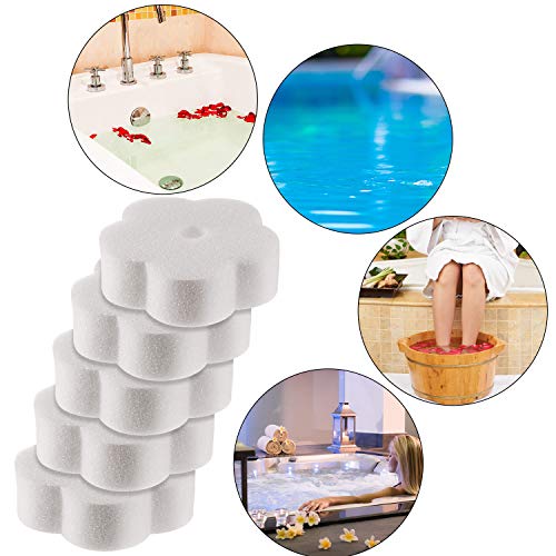 Image of Boao 16 Pcs Oil Absorbing Sponge for Hot Tub Pool,Flower,Creamy White | Floating Scum Absorber, Swimming Pool Spa Use, Removes Body Oils Lotions Sunscreen, Reusable Sponges, Fun Flower Shapes