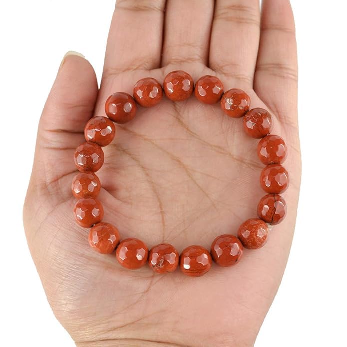Image of Reiki Crystal Products Certified Natural Crystal Stone Diamond Cut /Faceted 10 mm Beads Bracelet for Men & Women | Reiki Charged Gemstone Jewellery | Multiple Stone Variants Available