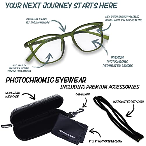 Croakies Perry Photochromic Progressive Eyewear | UV400 Sunglass for Outdoor | Bluelight Eyeglass for HEV Devices | Bundle3