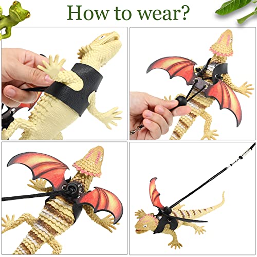 5 Pieces Bearded Dragon Accessories Toy Set Bearded Dragon Leashes and Harnesses S/M/L 3 Size Packed Lizard Harness Mini… - Image 4