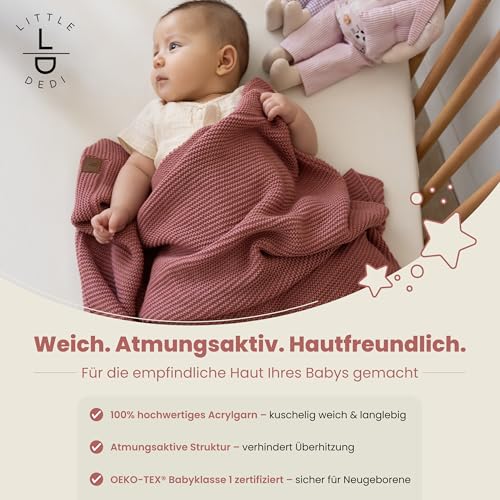Image of Soft Knit Baby Blanket 30x40 in, Dusky Pink - Oeko-Tex Certified, Breathable Swaddle & Receiving Blanket for Newborns, Crib & Stroller, Machine Washable