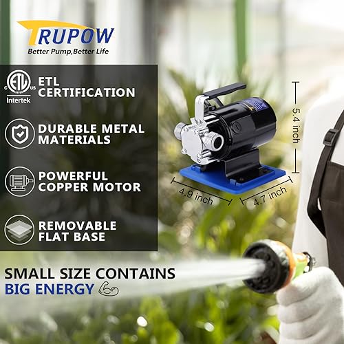 Image of TRUPOW Water Transfer Pump, 110v Utility Pump, 1 /10HP 330GPH Portable Electric Sump Transfer Water Pump with Water Hose Kit For Water Removal