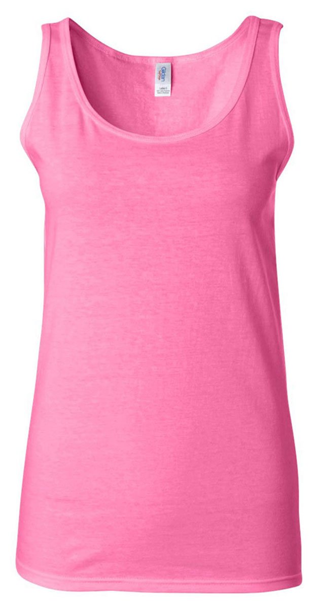 Gildan Soft Style Tank Top Vest Azalea XL: Ringspun Cotton, Wide Straps, Tapered Fit