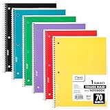 Mead Spiral Notebooks, 1 Subject, College Ruled Paper, 70 Sheets, 10-1/2' x 7-1/2', Assorted Colors, 6 Pack (73065)