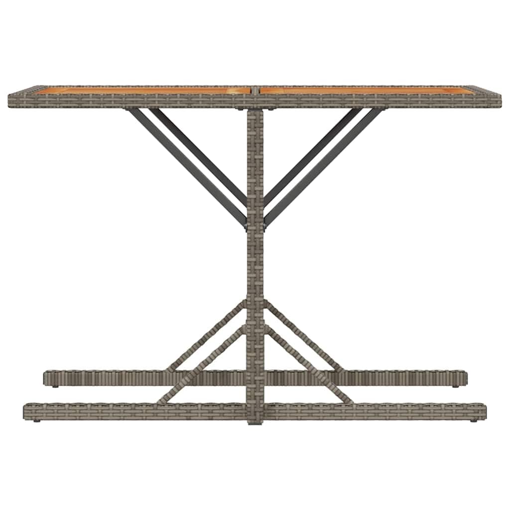 Set da 3 pezzi da bistrot con cuscino grigio, polyrattan, tavolo in legno di acacia, sedie pieghevoli per giardino, balcone, terrazza, resistente ai raggi UV