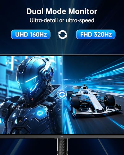 Image of KTC 27 Inch Gaming Monitor 4K, Dual Mode UHD 160Hz & FHD 320Hz, PD 90W Type-C, HDR 400, Fast IPS, 125% sRGB, Adaptive Sync, HDMI 2.1&DP 1.4, Eye Care, Tilt /Swivel /Pivot /Height Adjustment, VESA, H27P6