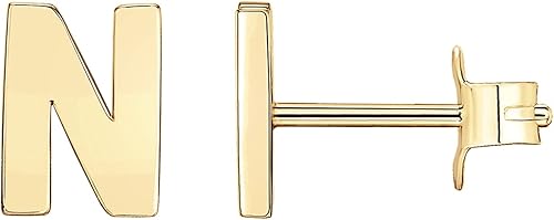 PAVOI 14K Gold Plated Sterling Silver Alphabet Letter Earrings Personalized Initial Earrings for Girls