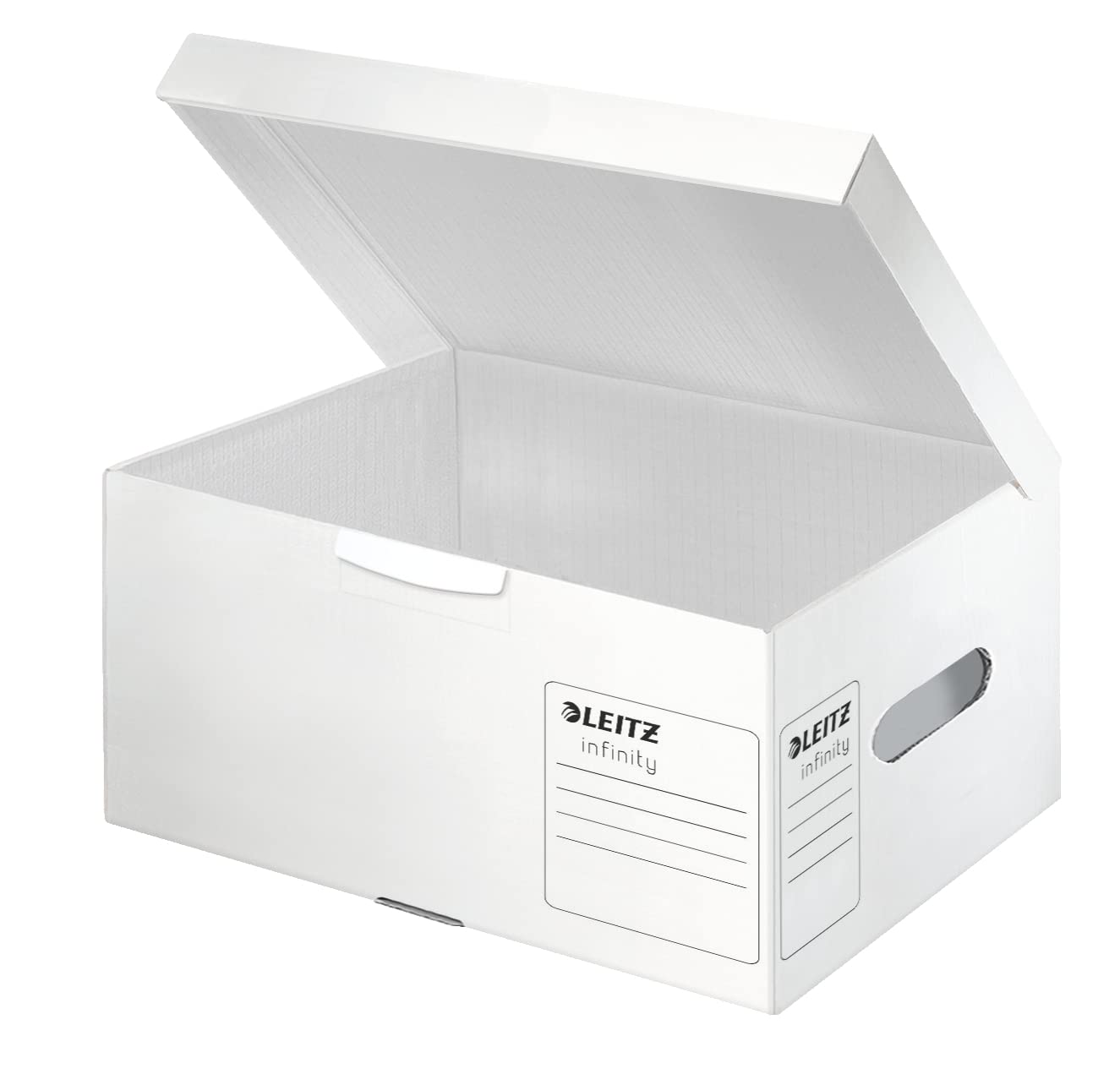 Leitz Infinity 61050000 - Scatola archivio con coperchio ribaltabile, formato A4 Plus, 20 pezzi, 100% riciclabile, certificato FSC, colore: Bianco