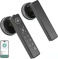 Fechadura, Preto Maçaneta Eletronica, Fechadura Eletrônica, Fechadura Inteligente, Fechaduras Digitais 6 em 1 com Controle de Aplicativo/Impressão Digital/Cartão IC/NFC / 2 Chaves Mecânicas
