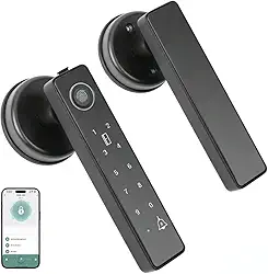 Fechadura, Preto Maçaneta Eletronica, Fechadura Eletrônica, Fechadura Inteligente, Fechaduras Digitais 6 em 1 com Controle de Aplicativo/Impressão Digital/Cartão IC/NFC / 2 Chaves Mecânicas