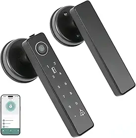Fechadura, Preto Maçaneta Eletronica, Fechadura Eletrônica, Fechadura Inteligente, Fechaduras Digitais 6 em 1 com Controle de Aplicativo/Impressão Digital/Cartão IC/NFC / 2 Chaves Mecânicas