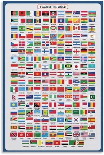 Impression sur toile éducative pour apprendre les drapeaux du monde en s'amusant