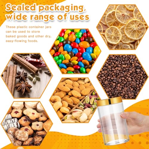 Image of Patelai 4 Pcs Plastic Jars Wide Mouth with Lids,12 Ounce,Gold