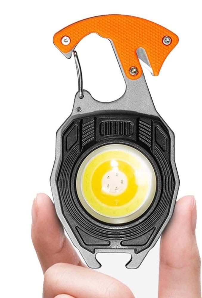 Krifa Enterprise Rechargeable Keychain LED Flashlight with Lighter & 7 Light Modes – Multifunction COB Torch with Whistle, Screwdriver, Bottle Opener, Rope Cutter & Magnet Base – Portable Light-image-13