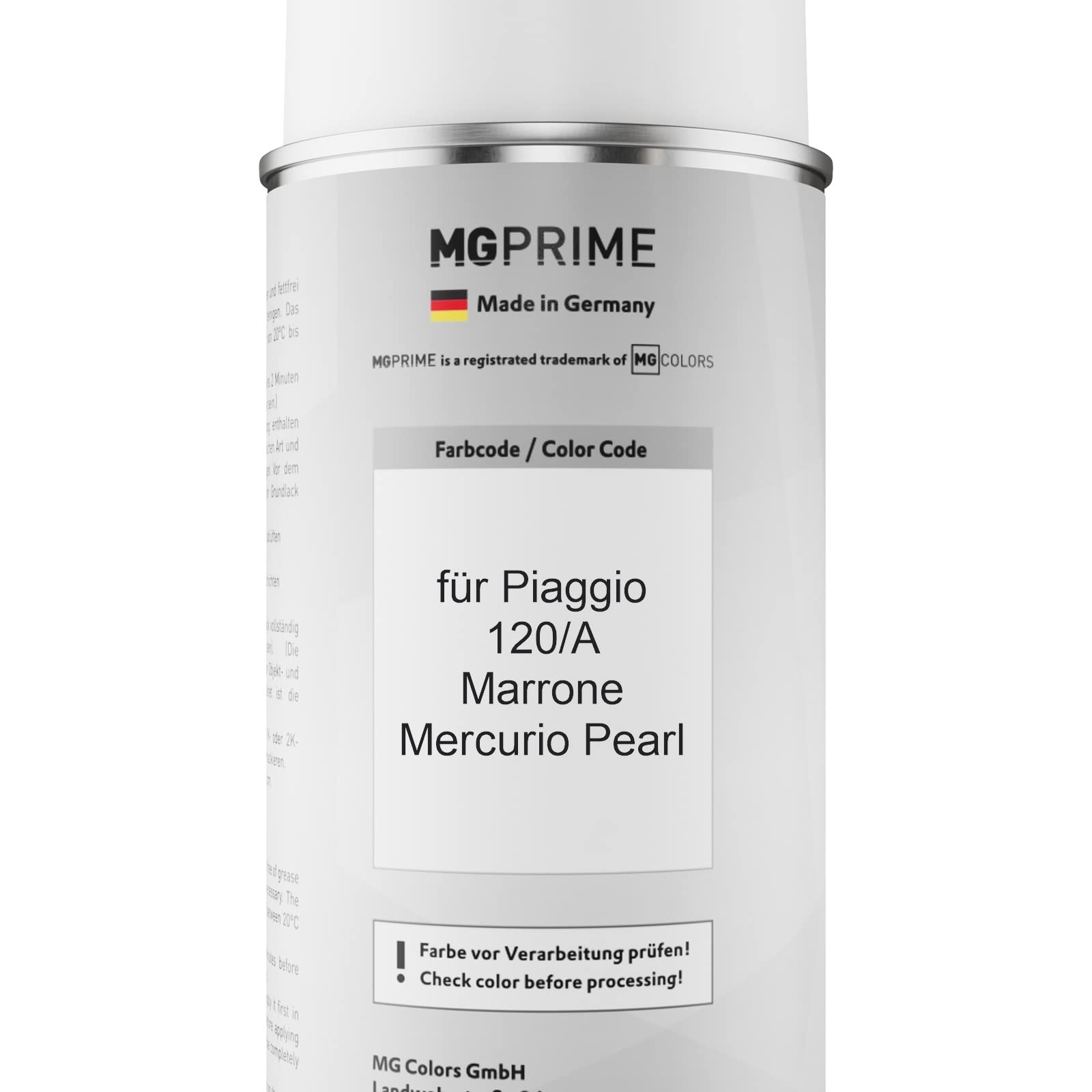 MG PRIME Lakier samochodowy w sprayu do Piaggio 120/A Marrone Mercurio. +2K