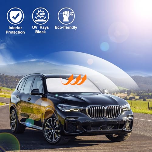 Image of Windshield Sun Shade Custom Fit 2019 2020 2021 2022 2023 2024 2025 2026 BMW X5 Accessories Foldable Sunshade Sun Visor Protector Blocks Sun Rays